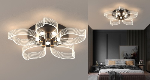 Lustra BLK 7130-5 54W D60*H15 BK+GD DIM+RC