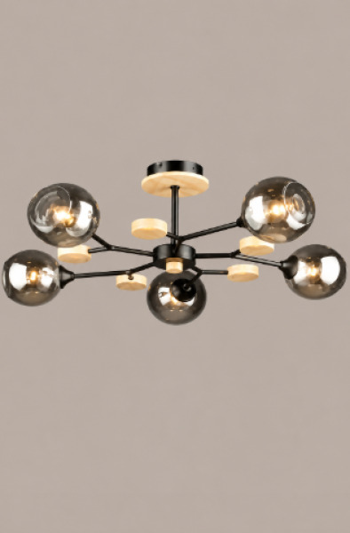 Lustra QH N6780/5 WT+WOOD E27 D680*H235