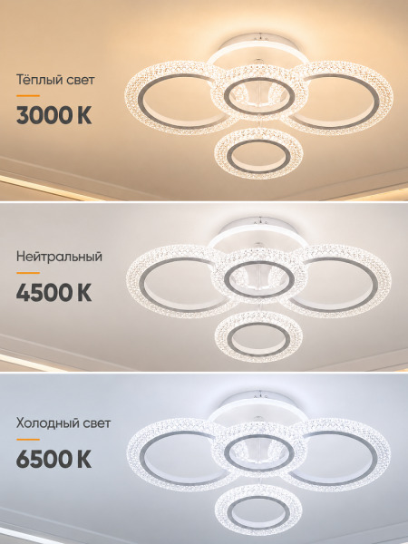 Lustră LED de tavan cu iluminare colorată și telecomandă QH YH1397/4 WT+RGB - 8