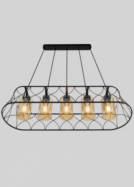 Lustra LS-1036-5A BK+glass E27
