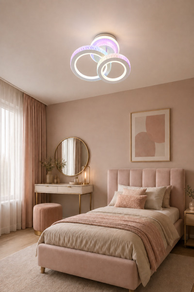 Lustra LED HJT 26032/1+1A1H WH 194W 3000–6500K cu telecomandă și iluminare colorată