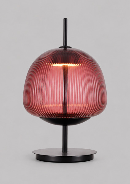 Lampă de masă LED RP-RT8007-RD din sticlă roșie striată