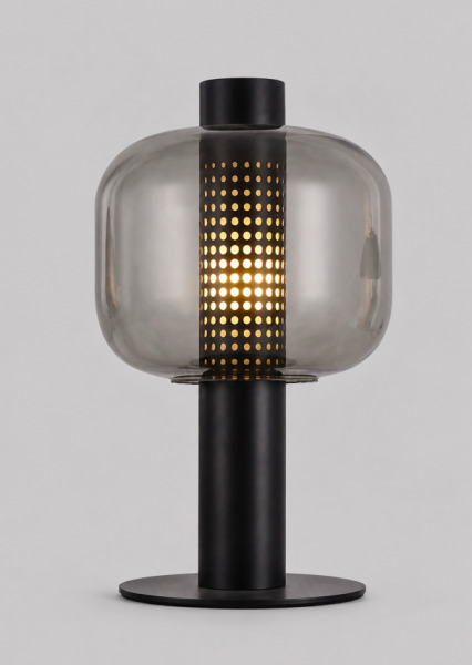 Lampă de masă RP-RT8005-S-BK cu abajur din sticlă fumurie